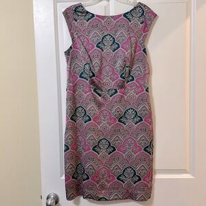 Sleeveless Pink Paisley Print Career Party Cocktail‎ Dress